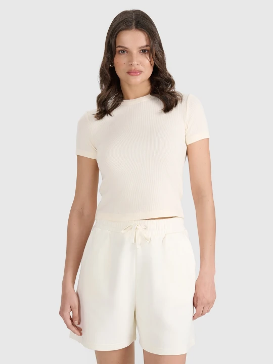 Zdjęcie produktu 4F T-shirt slim z waflowej dzianiny damski - biały XS