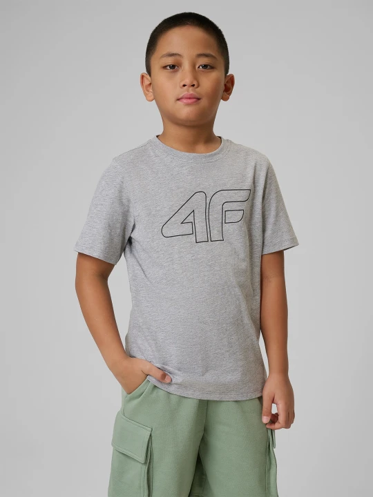 Zdjęcie produktu 4F T-shirt z nadrukiem chłopięcy - szary 140 (9-10 lat)