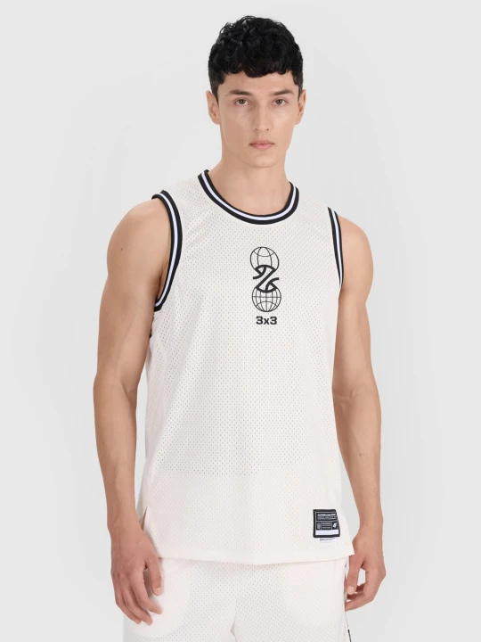 Zdjęcie produktu 4F Tank top do koszykówki oversize szybkoschnący męski - biały XXL