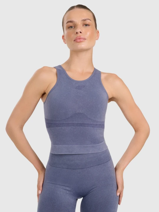 Zdjęcie produktu 4F Top do jogi i pilatesu slim szybkoschnący damski - granatowy XS / S