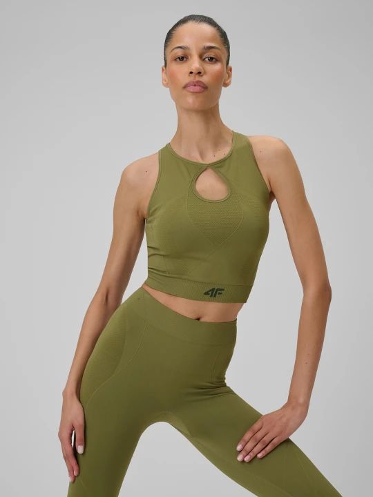Zdjęcie produktu 4F Top do jogi slim szybkoschnący damski - oliwkowy M/L zielony