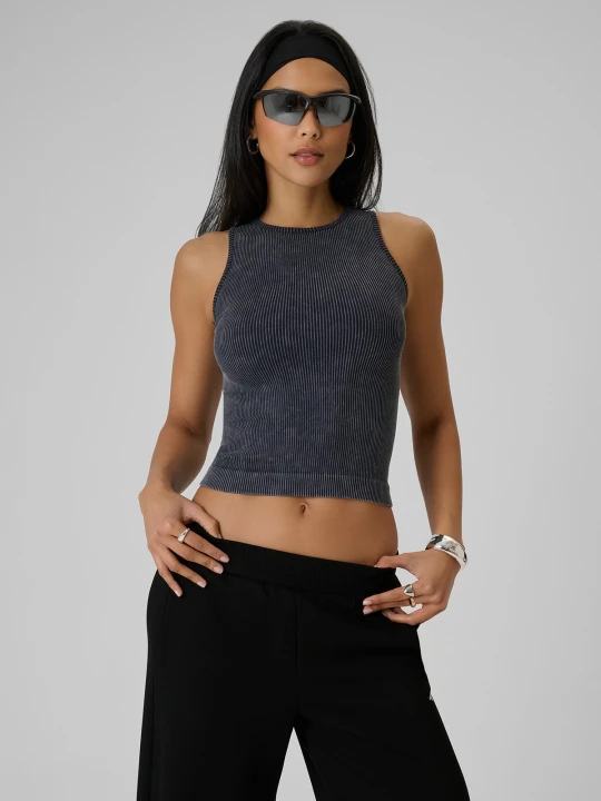 Zdjęcie produktu 4F Top slim z prążkowanej dzianiny damski - czarny M/L