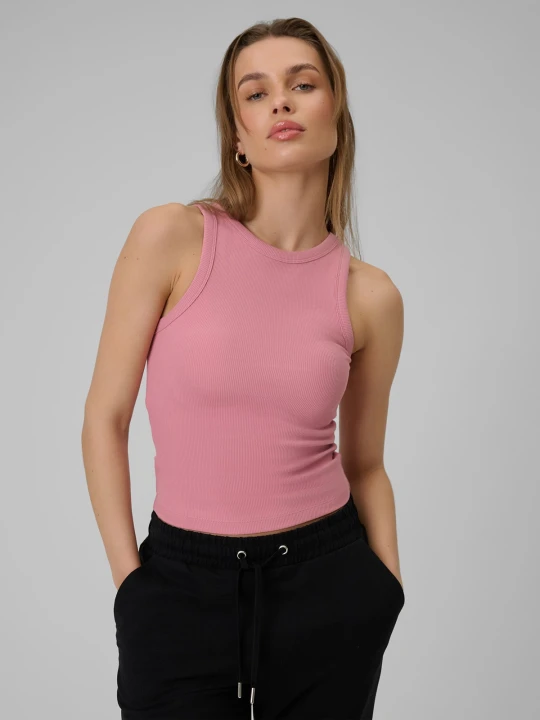 Zdjęcie produktu 4F Top slim z prążkowanej dzianiny damski - szary M Różowy