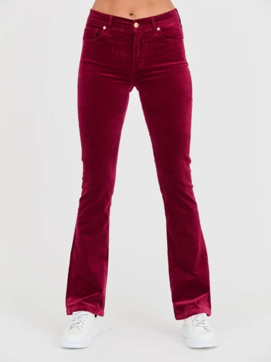 Zdjęcie produktu 7 FOR ALL MANKIND Bordowe damskie spodnie Bootcut Velvet, Rozmiar 28 Czerwony