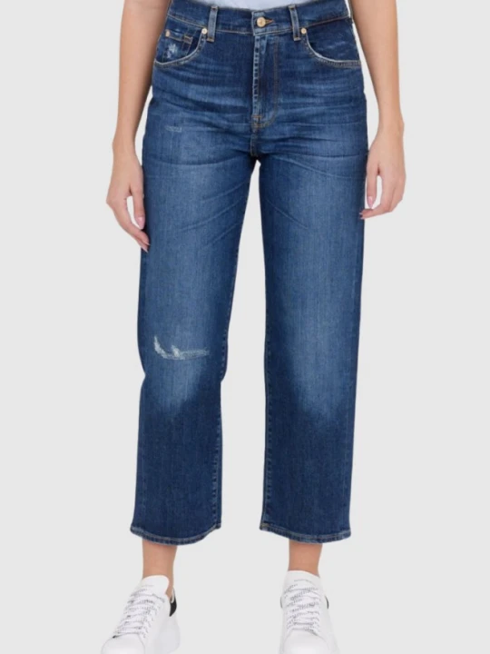 Zdjęcie produktu 7 FOR ALL MANKIND Granatowe jeansy damskie THE MODERN STRAIGHT HERO, Rozmiar 30 Niebieski