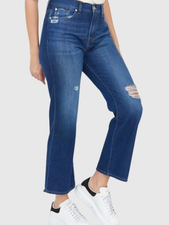 Zdjęcie produktu 7 FOR ALL MANKIND Granatowe jeansy z rozszerzoną nogawką Riley Ankle Boot, Rozmiar 30 Niebieski