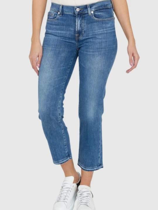 Zdjęcie produktu 7 FOR ALL MANKIND Jasnoniebieskie jeansy damskie THE STRAIGHT CROP SLIM ILLUSION, Rozmiar 28