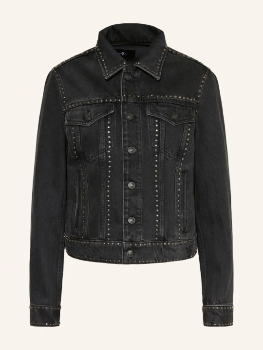 Zdjęcie produktu 7 For All Mankind Kurtka Jeansowa Adi Trucker Z Nitami schwarz 1ZN Nightscape With Studs