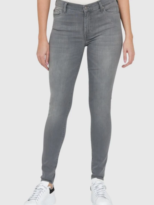 Zdjęcie produktu 7 FOR ALL MANKIND Szare jeansy damskie z wysokim stanem HW SKINNY, Rozmiar 26