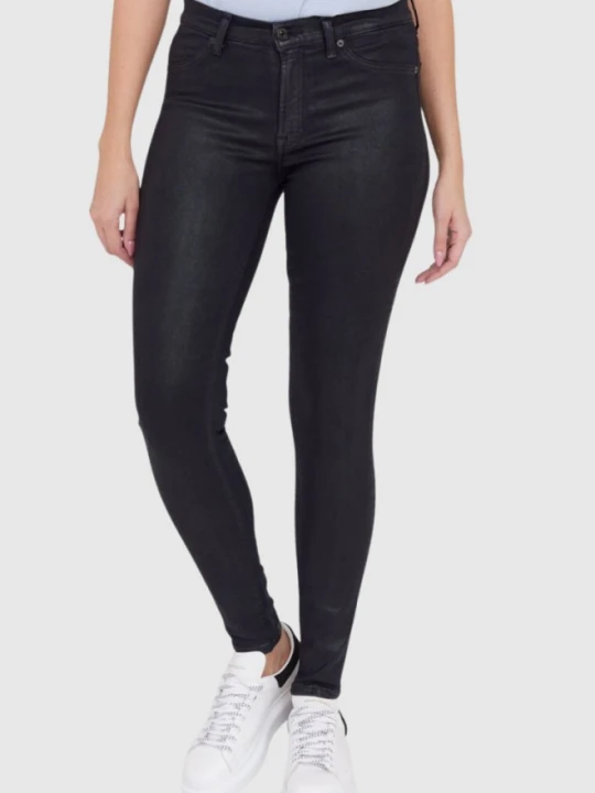 Zdjęcie produktu 7 FOR ALL MANKIND Woskowane czarne jeansy damskie HW SKINNY COATED SLIM ILLUSION, Rozmiar 26