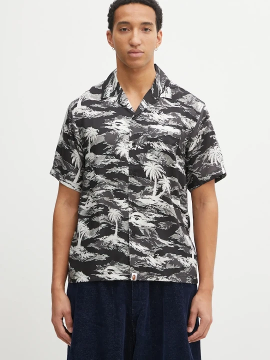 Zdjęcie produktu A Bathing Ape koszula Palm Tree Camo Open Collar