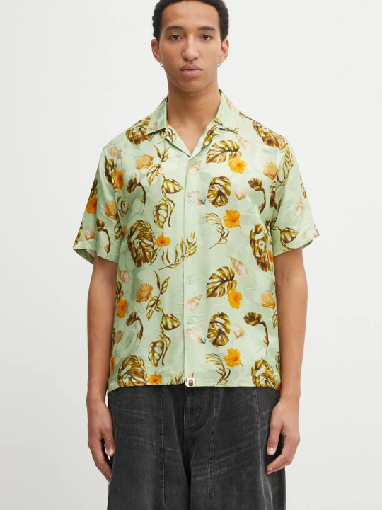 Zdjęcie produktu A Bathing Ape koszula z dodatkiem jedwabiu Vacation Pattern Open Collar