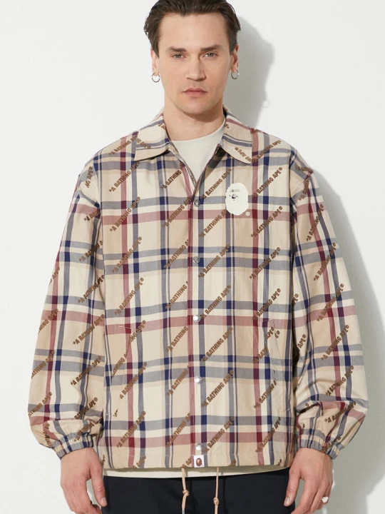 Zdjęcie produktu A Bathing Ape kurtka bawełniana A Bathing Ape Logo Check Pattern Coach Jacket