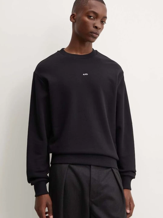 Zdjęcie produktu A.P.C. bluza bawełniana sweat boxy micro logo GOTS czarny