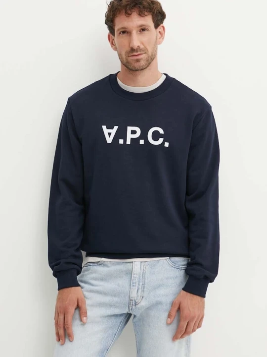 Zdjęcie produktu A.P.C. bluza bawełniana sweat standard grand vpc GOTS granatowy