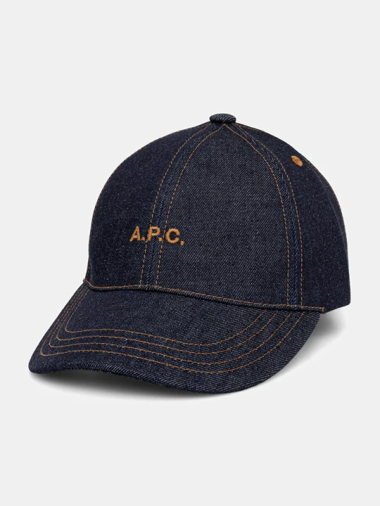 Zdjęcie produktu A.P.C. czapka z daszkiem jeansowa CASQUETTE THAIS granatowy