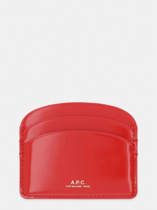 Zdjęcie produktu A.P.C. etui na karty damskie skórzane PORTE-CARTES DEMI-LUNE czerwony