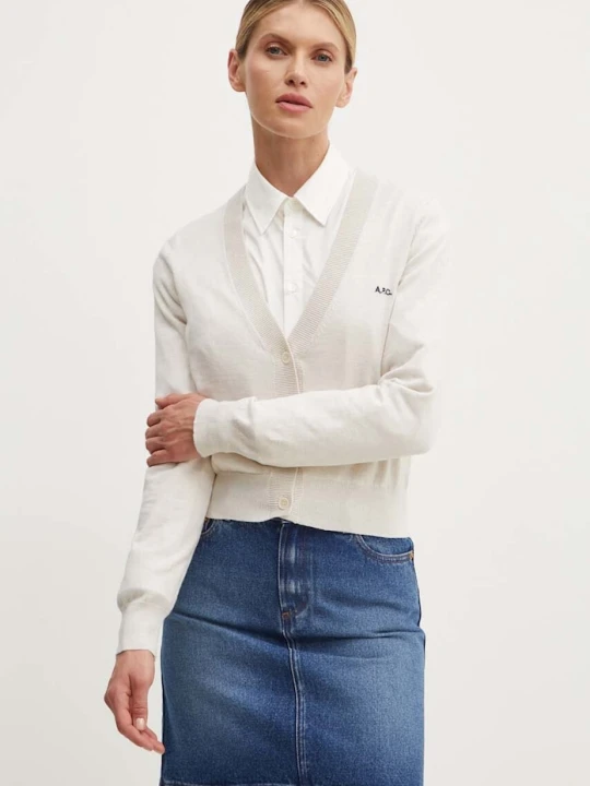 Zdjęcie produktu A.P.C. kardigan bawełniany cardigan berenice beżowy