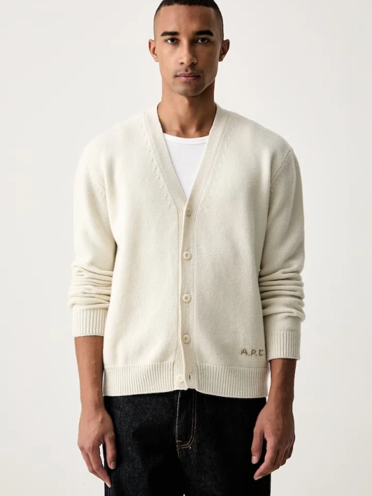 Zdjęcie produktu A.P.C. kardigan męski wełniany kevin beżowy