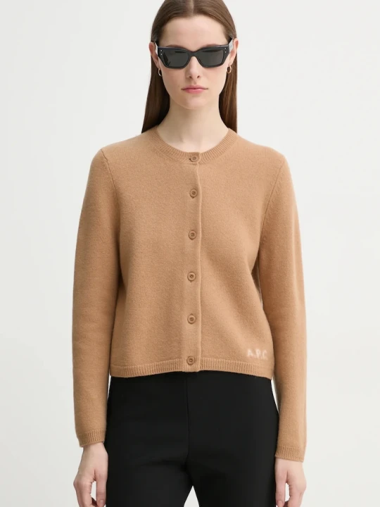Zdjęcie produktu A.P.C. kardigan wełniany cardigan mila brązowy