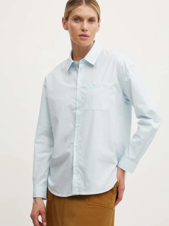 Zdjęcie produktu A.P.C. koszula bawełniana chemise boyfriend brodee niebieski