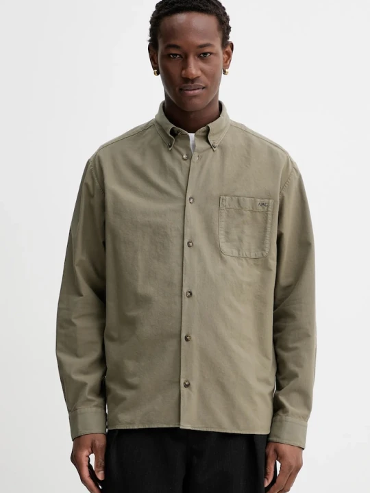 Zdjęcie produktu A.P.C. koszula bawełniana Chemise Mateo Logo zielony