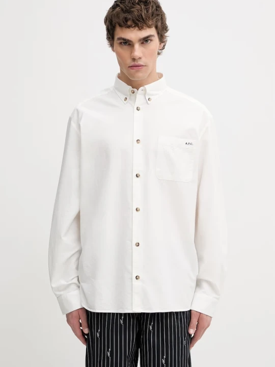 Zdjęcie produktu A.P.C. koszula męska bawełniana Mateo Logo biały