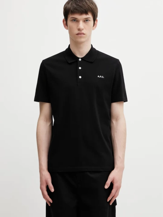 Zdjęcie produktu A.P.C. polo męskie bawełniane standard GOTS czarny