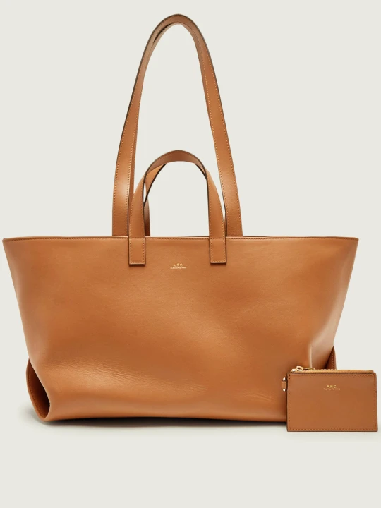 Zdjęcie produktu A.P.C. Skórzana shopperka + saszetka Le Drummer brązowy