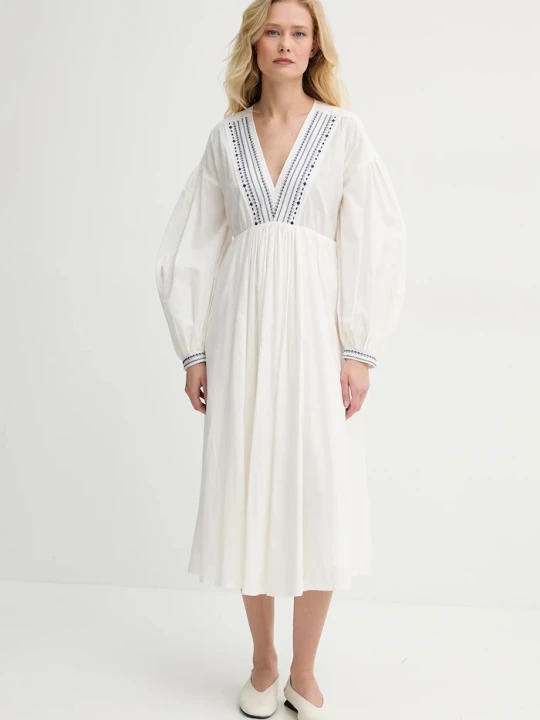 Zdjęcie produktu A.P.C. sukienka bawełniana robe anni beżowy
