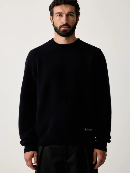 Zdjęcie produktu A.P.C. sweter męski wełniany pull edmond granatowy