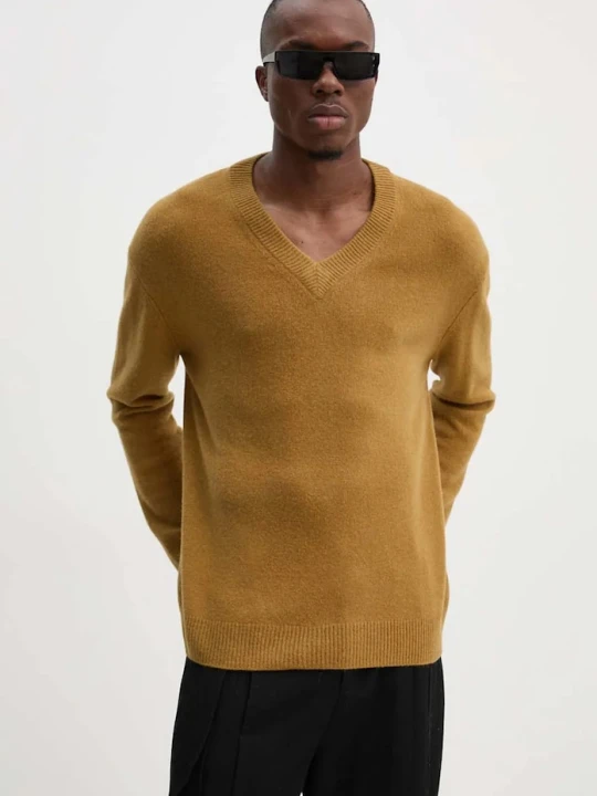 Zdjęcie produktu A.P.C. sweter wełniany pull dany żółty