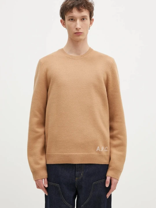Zdjęcie produktu A.P.C. sweter męski wełniany Pull Edward brązowy