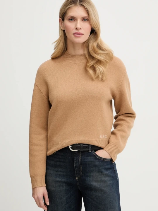 Zdjęcie produktu A.P.C. sweter wełniany Pull Esther brązowy