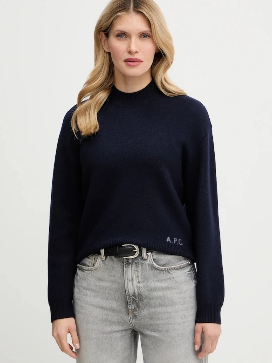 Zdjęcie produktu A.P.C. sweter wełniany Pull Esther granatowy