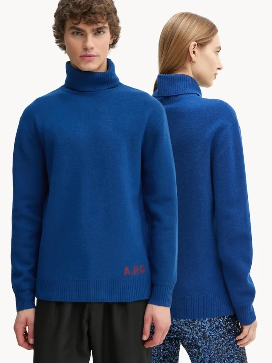 Zdjęcie produktu A.P.C. sweter wełniany pull walter granatowy