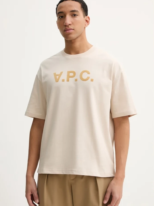 Zdjęcie produktu A.P.C. t-shirt bawełniany T-SHIRT AMPLE MANCHES COURTES VPC beżowy