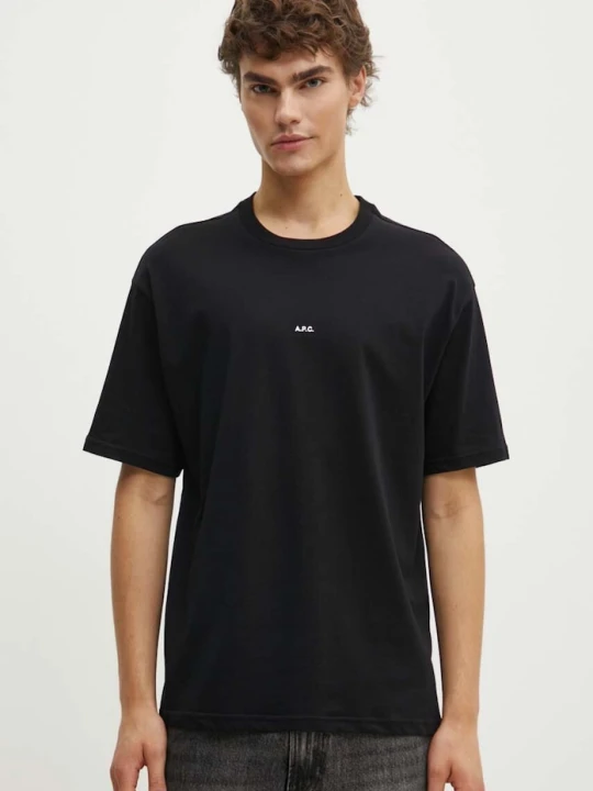 Zdjęcie produktu A.P.C. t-shirt bawełniany t-shirt boxy micro logo GOTS czarny