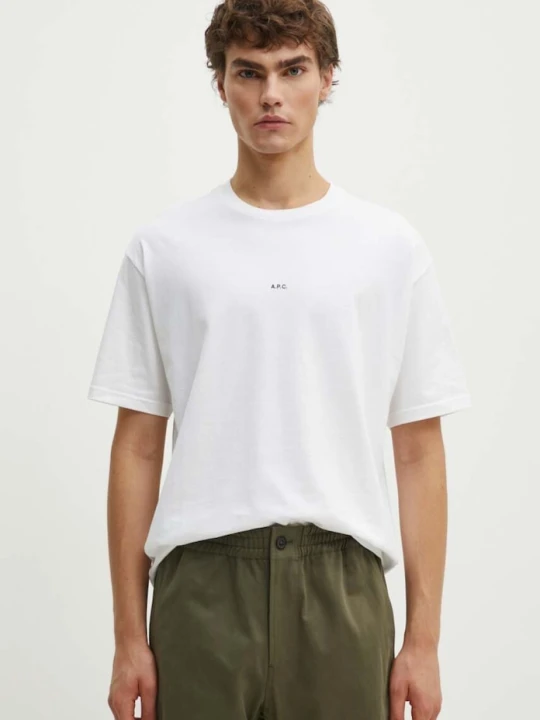 Zdjęcie produktu A.P.C. t-shirt bawełniany t-shirt boxy micro logo GOTS biały