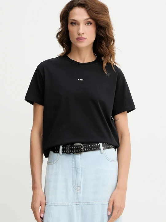 Zdjęcie produktu A.P.C. t-shirt bawełniany t-shirt boxy micro logo GOTS czarny