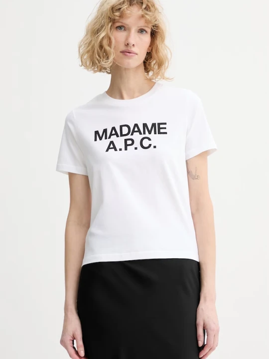 Zdjęcie produktu A.P.C. t-shirt bawełniany T-SHIRT CROP MANCHE COURTE MADAME APC biały