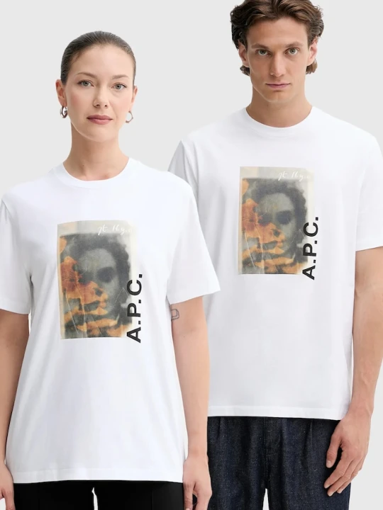 Zdjęcie produktu A.P.C. t-shirt bawełniany t-shirt jean portrait - gots biały