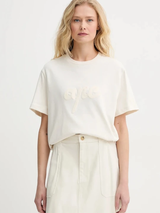 Zdjęcie produktu A.P.C. t-shirt bawełniany t-shirt lenny - GOTS beżowy