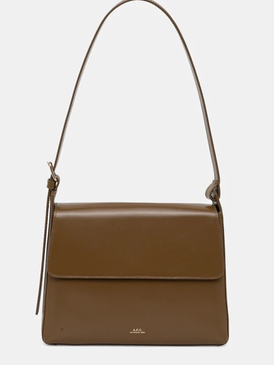 Zdjęcie produktu A.P.C. torebka damska skórzana Sac Virginie Flap brązowy
