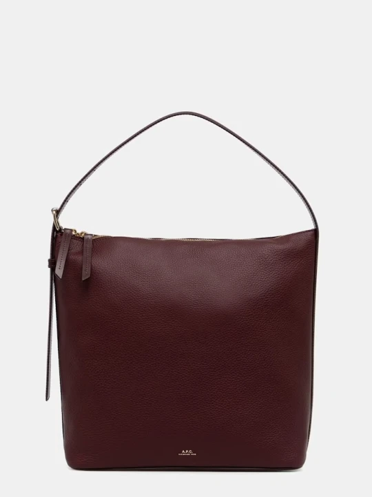 Zdjęcie produktu A.P.C. torebka tote damska skórzana sac vera bordowy