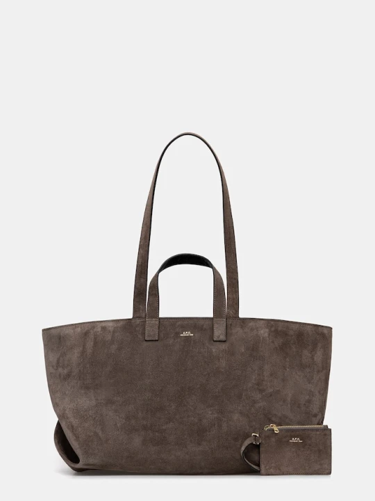 Zdjęcie produktu A.P.C. torebka shopper damska zamszowa LE DRUMMER brązowy