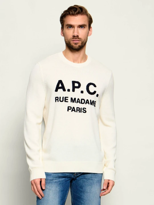 Zdjęcie produktu A.P.C. Wełniany sweter Maurice | Regular Fit kremowy