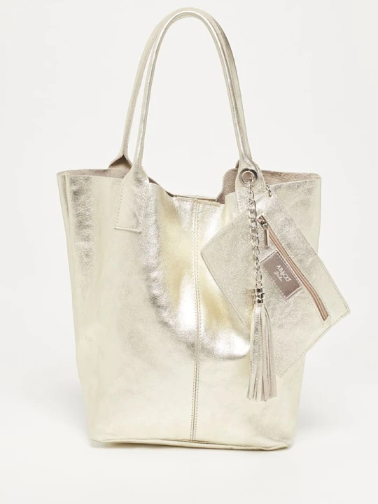Zdjęcie produktu Abaco Skórzana torebka "Yana" w kolorze złotym - 37 x 25 x 35 cm rozmiar: onesize