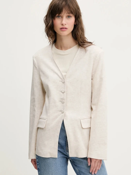 Zdjęcie produktu Abercrombie & Fitch marynarka lniana beżowy