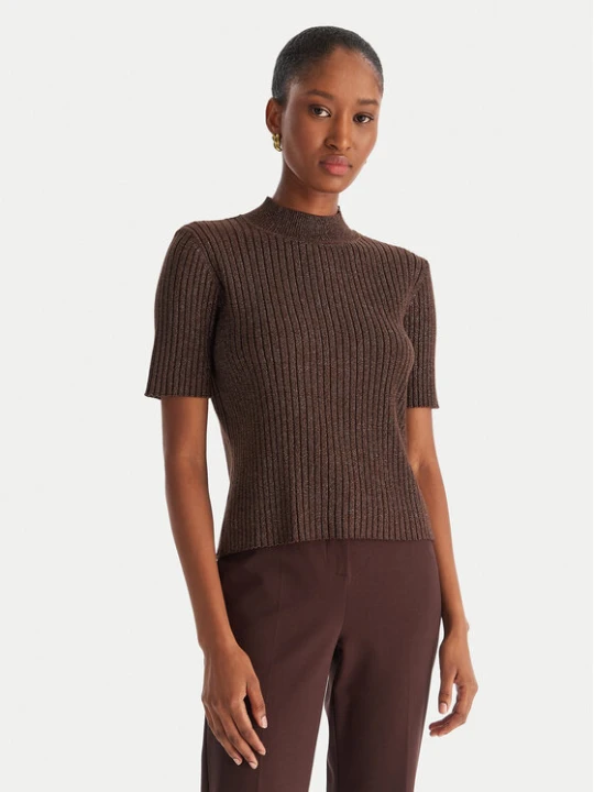 Zdjęcie produktu ACCESS FASHION Sweter 54-8046 Brązowy Slim Fit